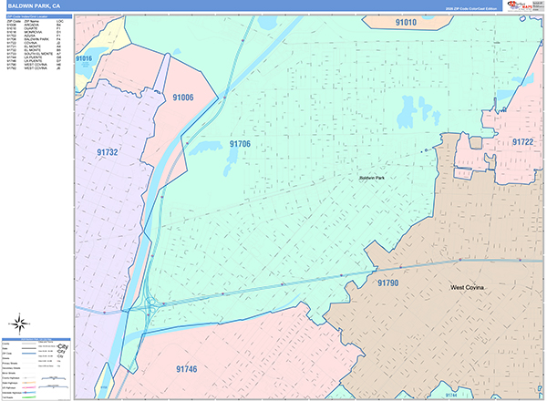 Baldwin Park Map Color Cast Style